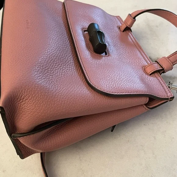 Gucci Bamboo Daily Dusty Rose Blush Pink Leather Satchel - Picture 5 of 16